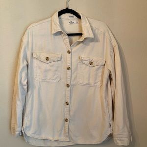 Hollister flannel boyfriend fit. color: cream. size: S